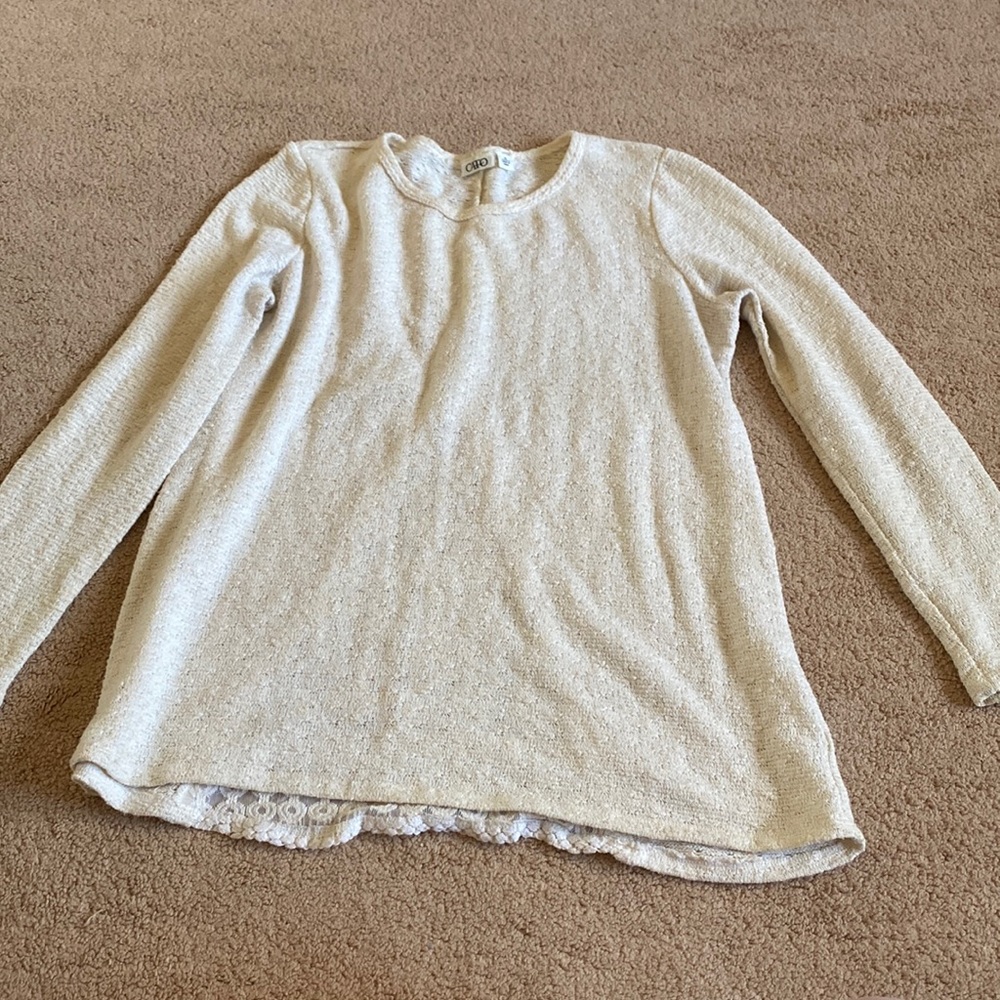 XL Cato cream sweater with lace